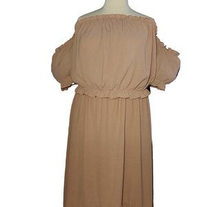 Shein Plus Off Shoulder Frill Trim Top & High Low Hem Skirt 2 Piece Set